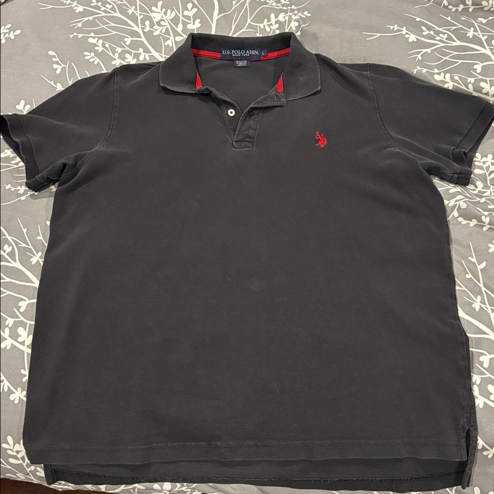 U.S. Polo Assn. Black Polo with Red Trim